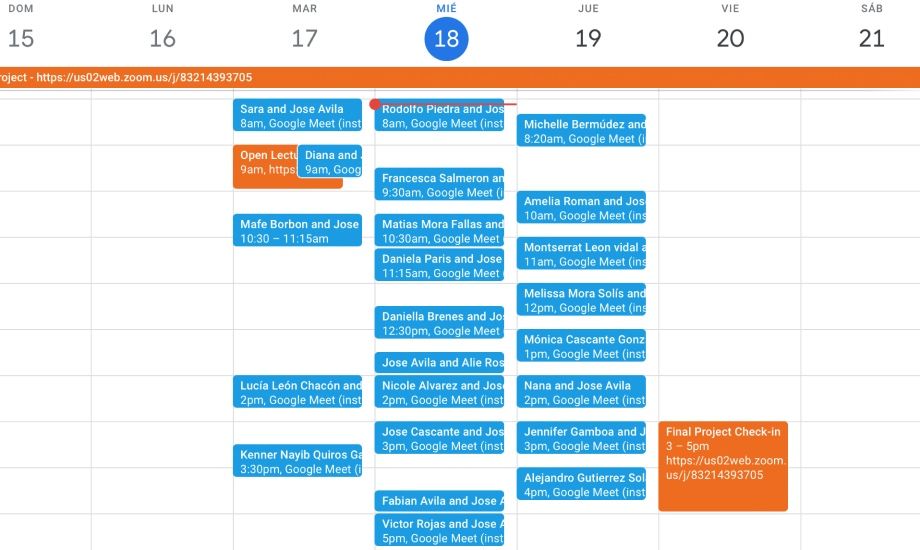 Calendar of interviews